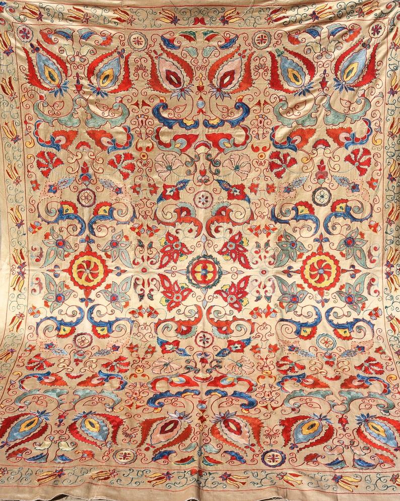 Uzbek handmade embroidery suzani. Bedspread