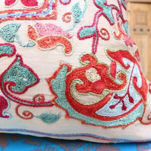 Uzbek hand made silk on silk suzani pillow case