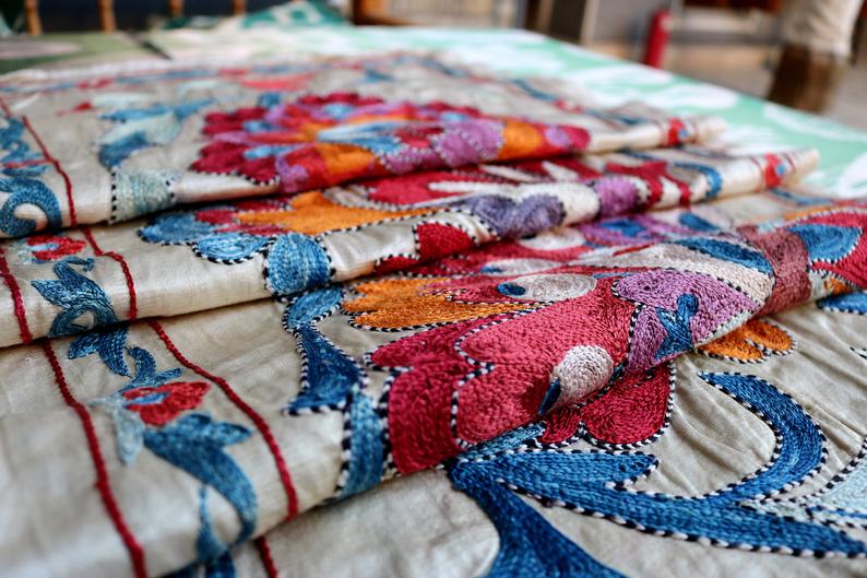 Uzbek handmade embroidery suzani. Wall hanging
