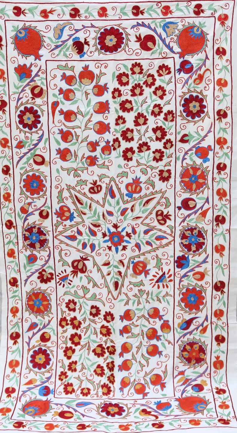 Uzbek handmade embroidery suzani. Bedspread